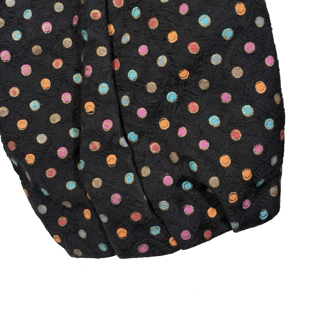 Polka Dot Jacket Black Cotton Vintage Keren Hart Medium Jewel Tone Pockets